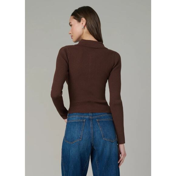 Joe's Jeans The Lisa Polo Sweater - Chocolate NWT SIZE S M L - Picture 2 of 6